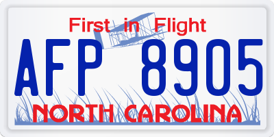 NC license plate AFP8905