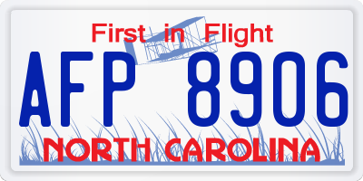 NC license plate AFP8906