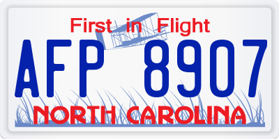 NC license plate AFP8907
