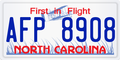 NC license plate AFP8908