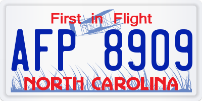 NC license plate AFP8909