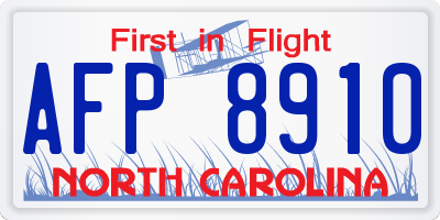 NC license plate AFP8910