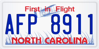 NC license plate AFP8911