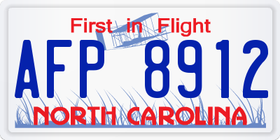 NC license plate AFP8912