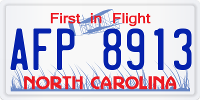 NC license plate AFP8913