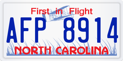 NC license plate AFP8914