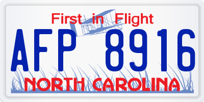 NC license plate AFP8916