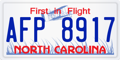 NC license plate AFP8917
