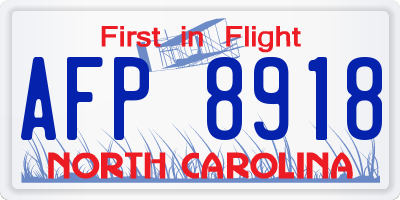 NC license plate AFP8918