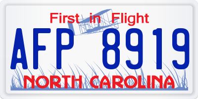 NC license plate AFP8919