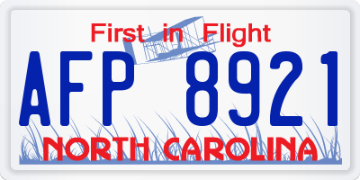NC license plate AFP8921