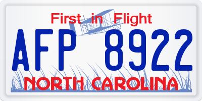NC license plate AFP8922