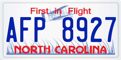 NC license plate AFP8927