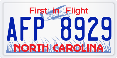 NC license plate AFP8929