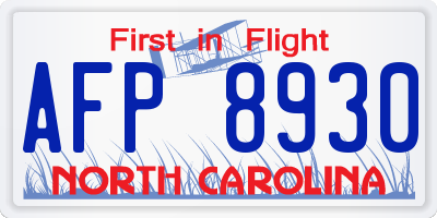 NC license plate AFP8930