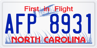 NC license plate AFP8931