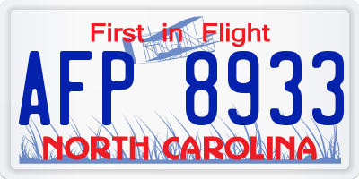 NC license plate AFP8933