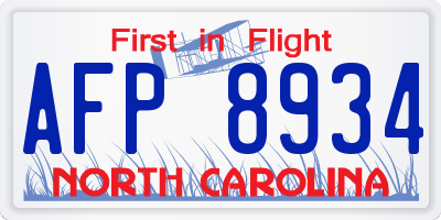 NC license plate AFP8934