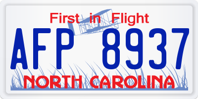 NC license plate AFP8937