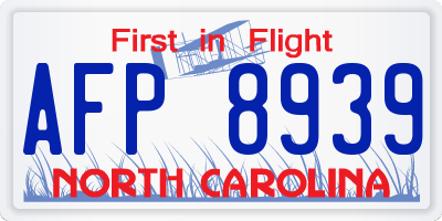 NC license plate AFP8939