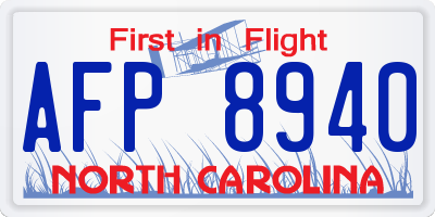NC license plate AFP8940