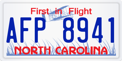 NC license plate AFP8941