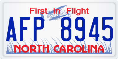 NC license plate AFP8945