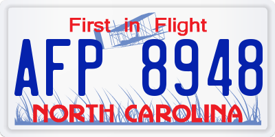 NC license plate AFP8948
