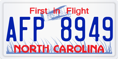 NC license plate AFP8949