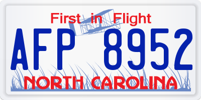 NC license plate AFP8952