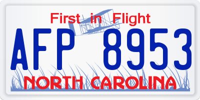 NC license plate AFP8953