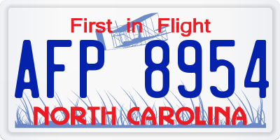 NC license plate AFP8954