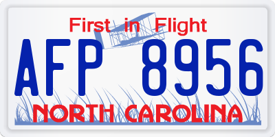 NC license plate AFP8956