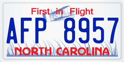 NC license plate AFP8957