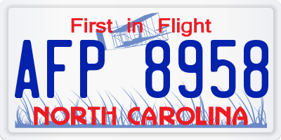NC license plate AFP8958