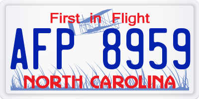 NC license plate AFP8959