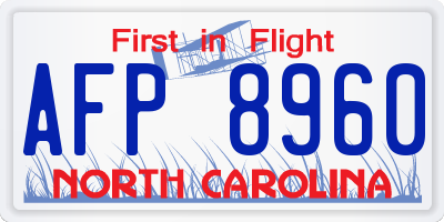 NC license plate AFP8960
