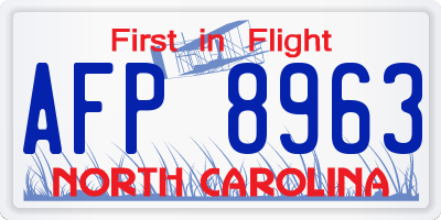 NC license plate AFP8963