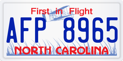 NC license plate AFP8965