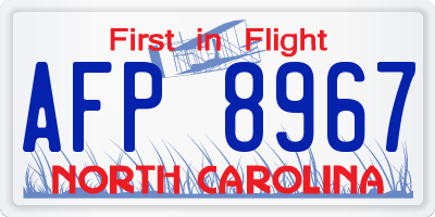 NC license plate AFP8967