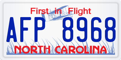 NC license plate AFP8968