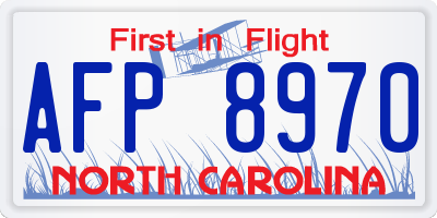 NC license plate AFP8970