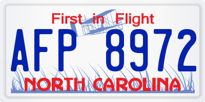 NC license plate AFP8972