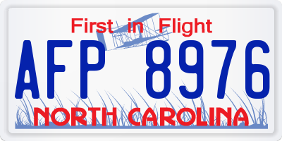 NC license plate AFP8976