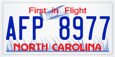 NC license plate AFP8977