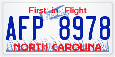 NC license plate AFP8978
