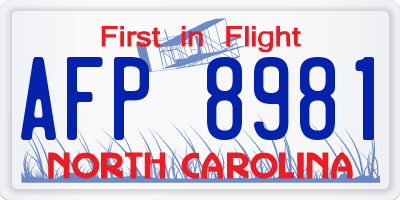 NC license plate AFP8981