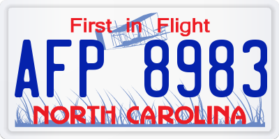 NC license plate AFP8983