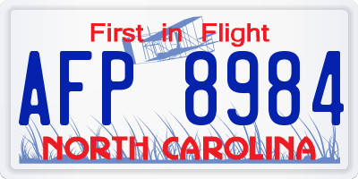 NC license plate AFP8984