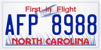 NC license plate AFP8988